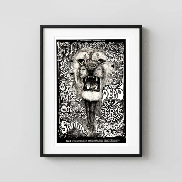 Grateful Dead, Santana 1968 Fillmore West Poster