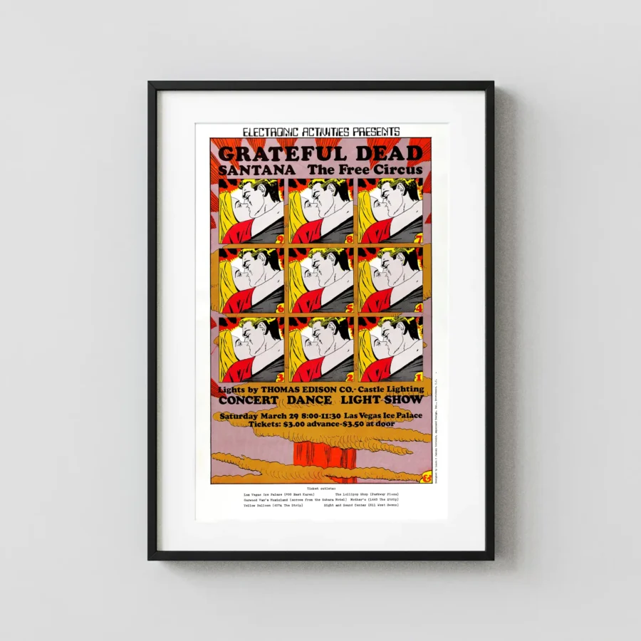 Grateful Dead, Santana 1969 Las Vegas, NV Ice Rink Concert Poster