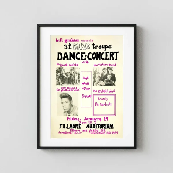 Grateful Dead, Warlocks January 1966 Mime Troupe Appeals III Poster
