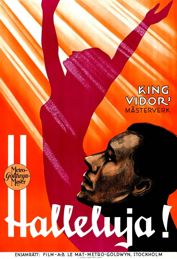 Hallelujah! (MGM, 1929). Swedish Music Poster featuring red, white, and black vertical artwork.