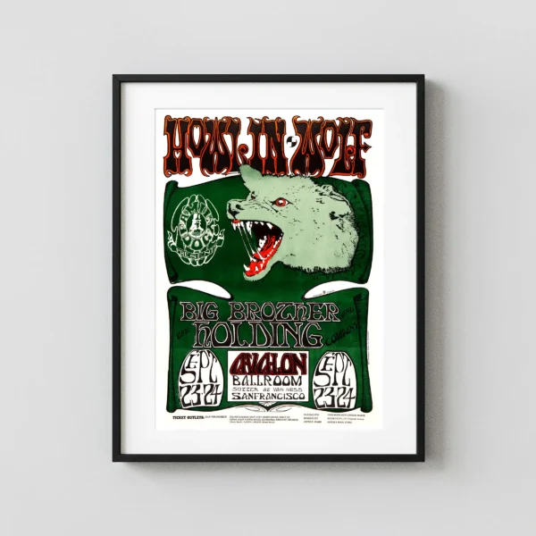 Howlin' Wolf, Janis Joplin with Big Brother 1966 Avalon Concert Poster