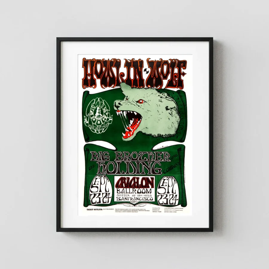Howlin' Wolf, Janis Joplin with Big Brother 1966 Avalon Concert Poster