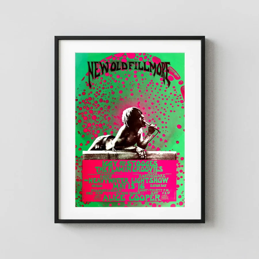 Iggy & the Stooges, Alice Cooper 1970 Fillmore Auditorium Concert Poster