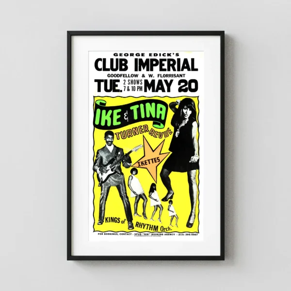 Ike & Tina Turner 1969 Hometown St. Louis, MO Concert Poster