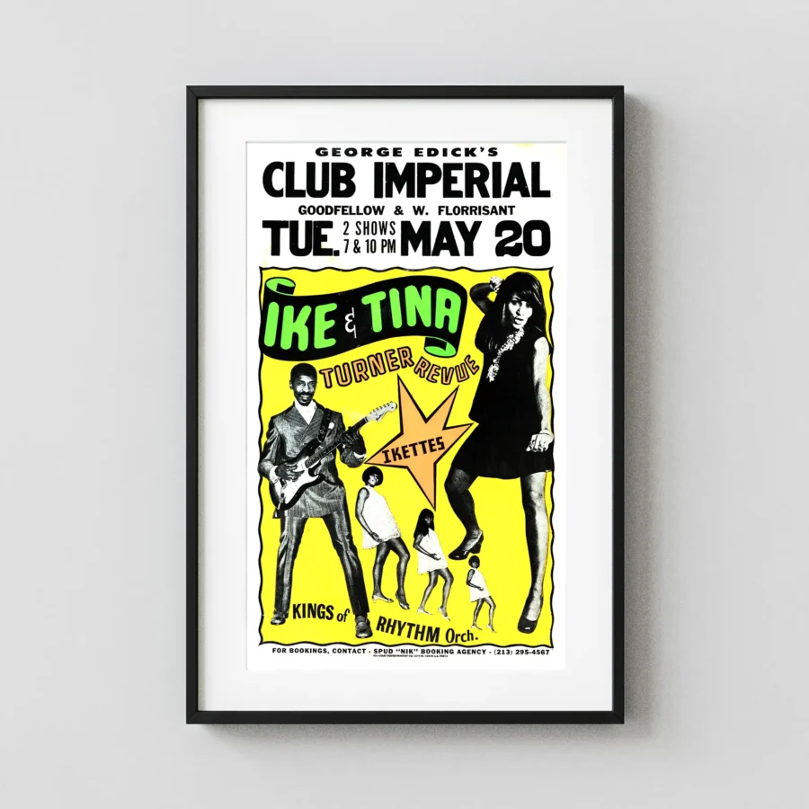 Ike & Tina Turner 1969 Hometown St. Louis, MO Concert Poster