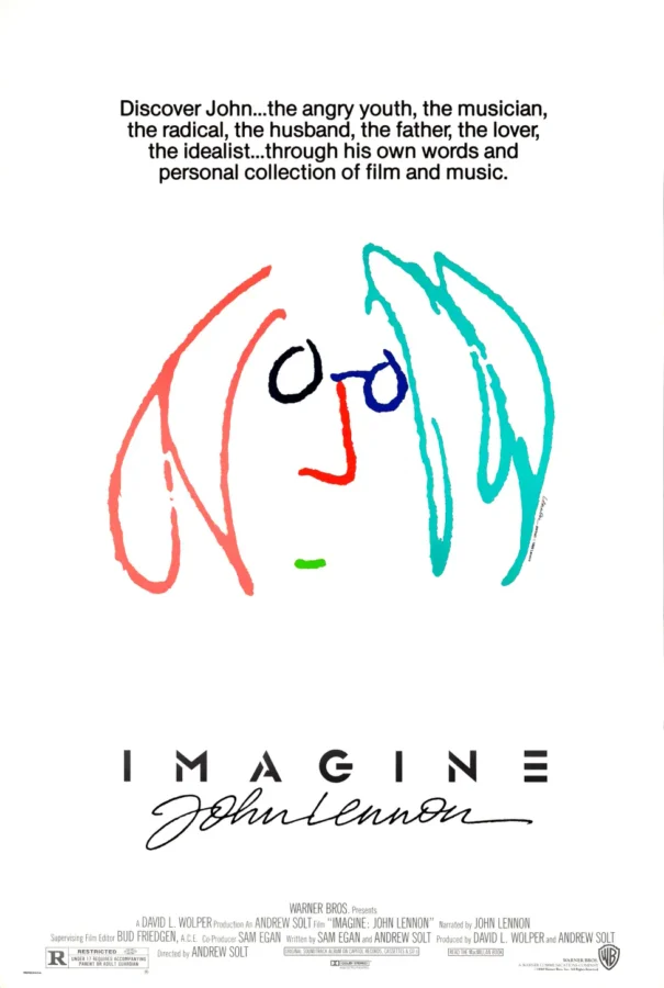 Imagine - John Lennon Artwork. Rock and Roll. Music Poster featuring white, light gray, and teal vertical artwork.