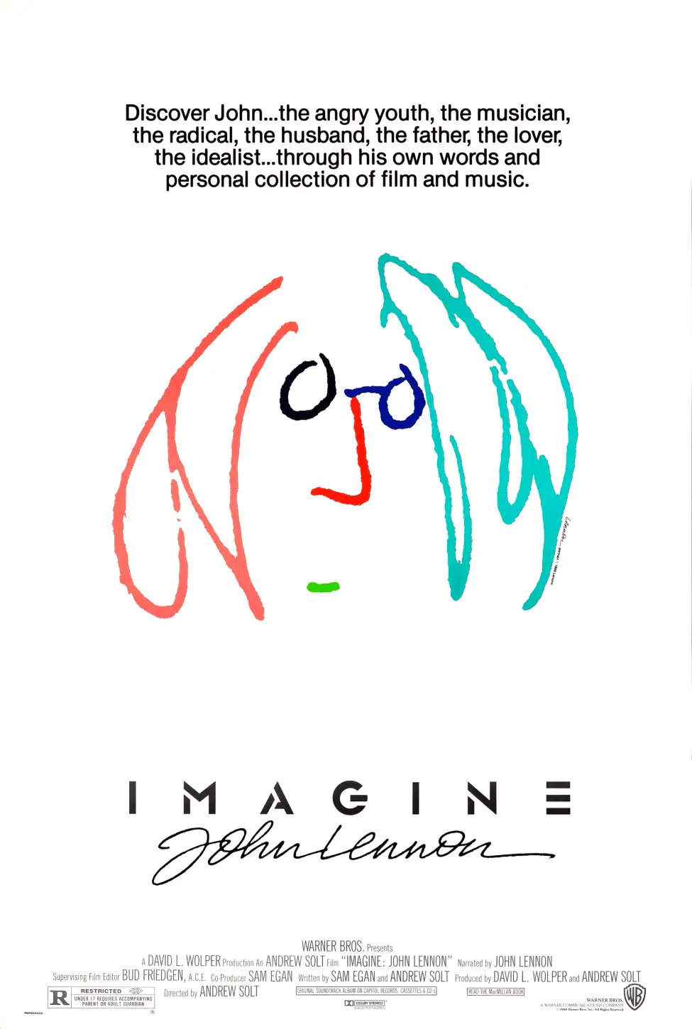 Imagine - John Lennon Artwork. Rock and Roll. Music Poster featuring white, light gray, and teal vertical artwork.