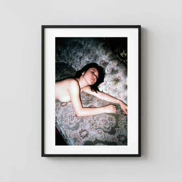 Reclining Nude on Patterned Couch 1968 Photography Print