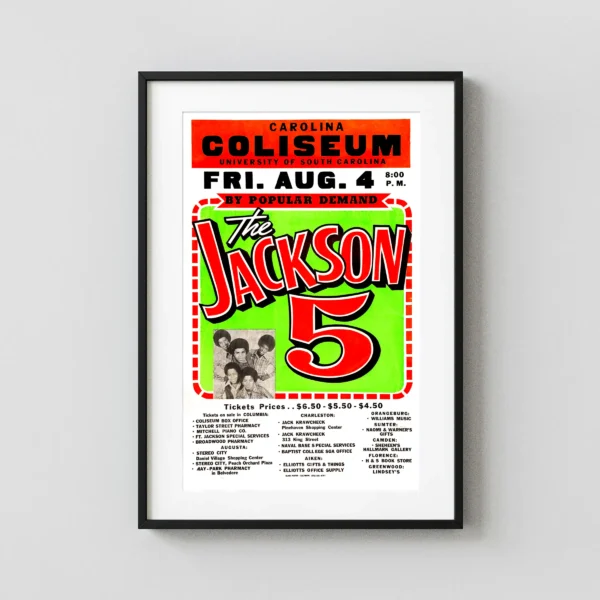 Jackson 5 Carolina Coliseum Concert Poster (1972)