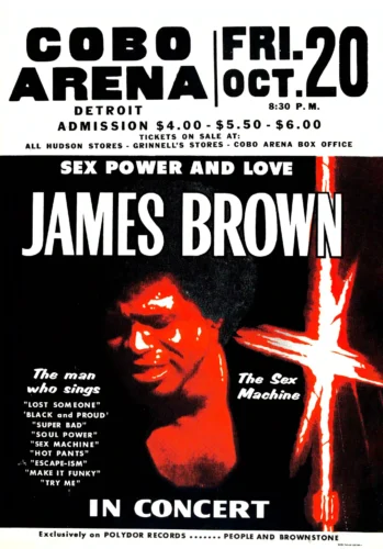 James Brown 1972 Cobo Arena, Detroit Globe Concert Poster