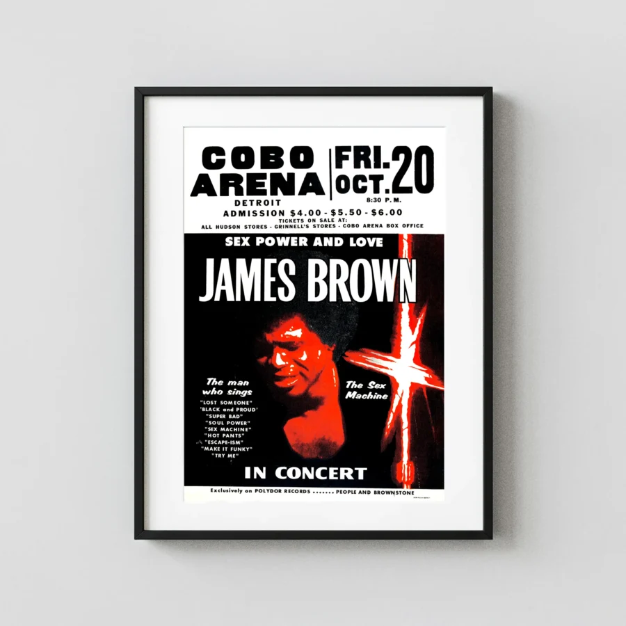 James Brown 1972 Cobo Arena, Detroit Globe Concert Poster