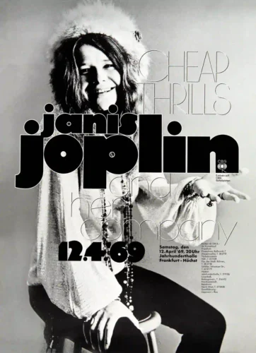 Janis Joplin 1969 Frankfurt, Germany Concert Poster