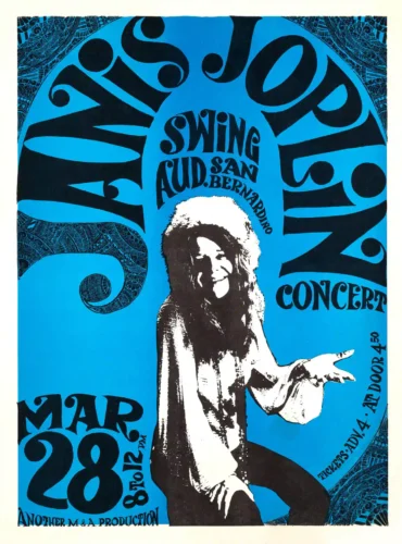 Janis Joplin 1969 San Bernardino, CA Small Concert Poster