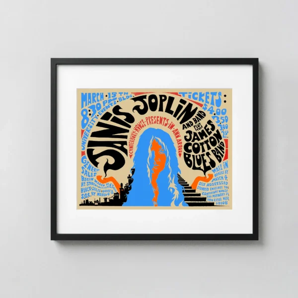 Janis Joplin Ann Arbor University of Michigan 1969 Concert Poster