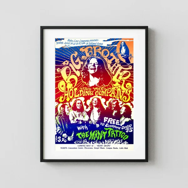 Janis Joplin, Big Brother & Holding Company 1968 Fresno, CA Concert Poster