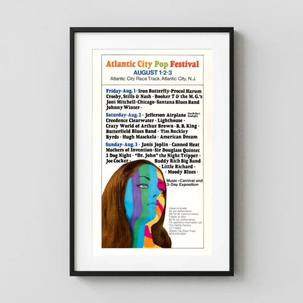 Janis Joplin, Frank Zappa, CSN, Joni Mitchell 1969 Atlantic City Concert Poster