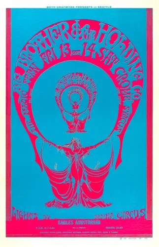 Janis Joplin with Big Brother 1967 Seattle, WA Concert Poster