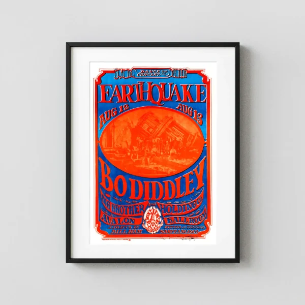Janis Joplin with Big Brother, Bo Diddley 1966 Avalon Poster