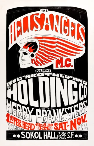 Janis Joplin, Big Brother 1966 San Francisco Hells Angels Concert Poster