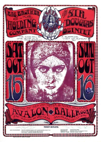 Janis Joplin, Big Brother & Holding Co. 1966 Avalon Poster