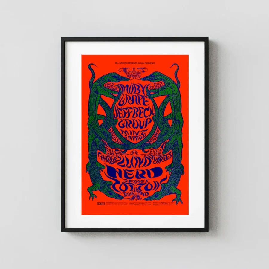 Jeff Beck Group with Rod Stewart & Ronnie Wood 1968 San Francisco Concert Poster