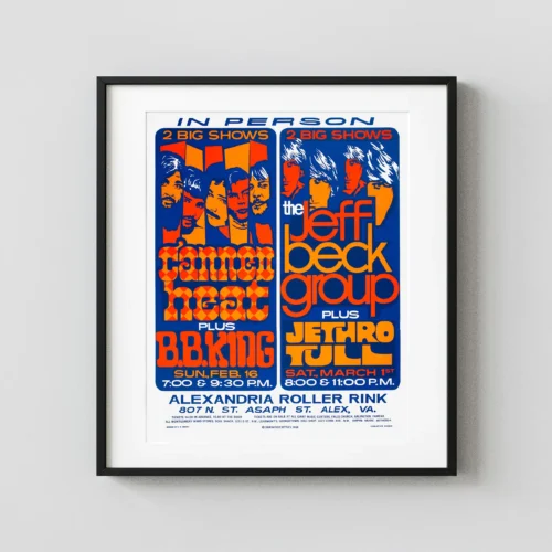 Jeff Beck, Jethro Tull, Canned Heat, B.B. King 1969 Day-Glo Concert Poster