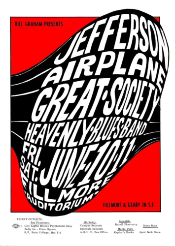 Jefferson Airplane 1966 Fillmore Concert Poster