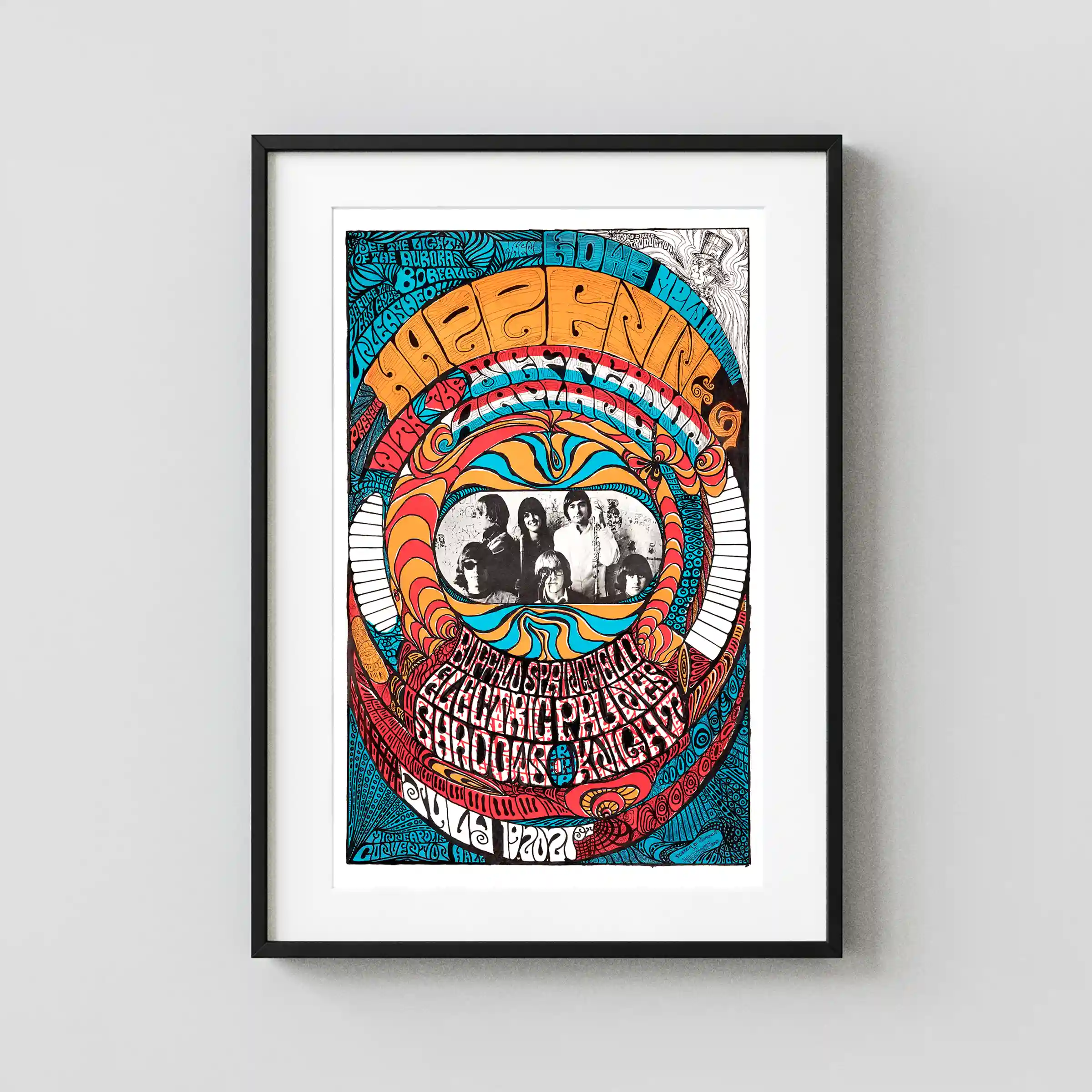 Jefferson Airplane, Buffalo Springfield 1967 Minneapolis, MN Concert Poster featuring white, red, and gray vertical artwork.