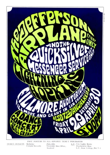 Jefferson Airplane, Quicksilver 1966 Fillmore Poster