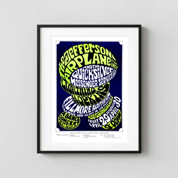 Jefferson Airplane, Quicksilver 1966 Fillmore Poster