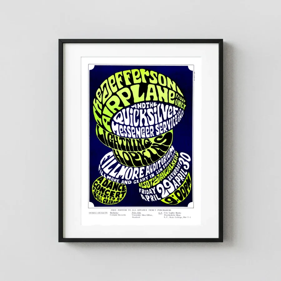 Jefferson Airplane, Quicksilver 1966 Fillmore Poster