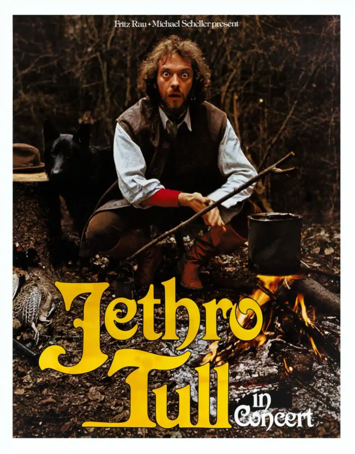 Jethro Tull 1977 Munich, Germany Concert Poster featuring black, charcoal, and white vertical artwork.