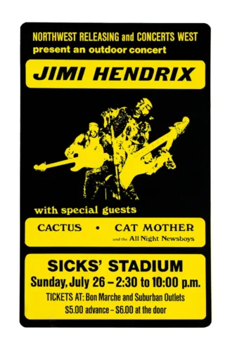 Jimi Hendrix 1970 Seattle, WA Concert Poster
