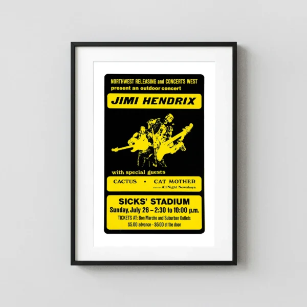 Jimi Hendrix 1970 Seattle, WA Concert Poster