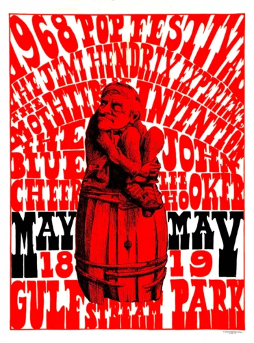 Jimi Hendrix Experience 1968 "Red Man on a Barrel" Day-Glo Concert Poster