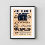 Jimi Hendrix Experience 1968 Columbus, OH "Firecracker" Concert Poster