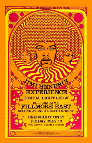 Jimi Hendrix Experience 1968 Fillmore East Concert Poster