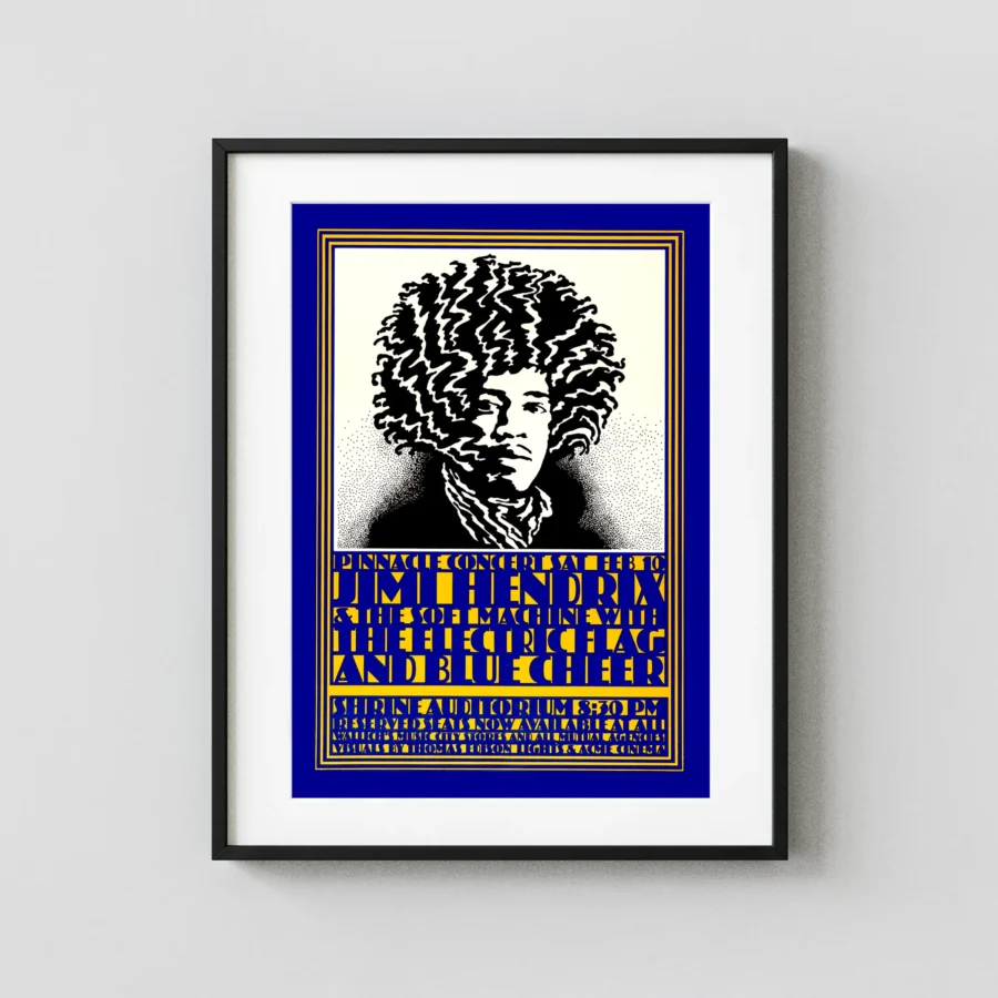 Jimi Hendrix Experience 1968 L.A. Shrine Auditorium Concert Poster
