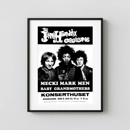 Jimi Hendrix Experience 1968 Large Stockholm, Sweden Concert Poster
