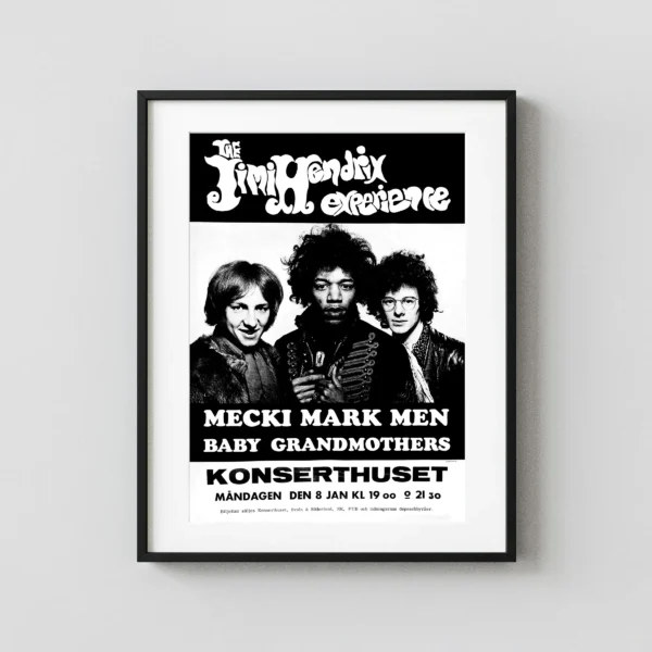 Jimi Hendrix Experience 1968 Large Stockholm, Sweden Concert Poster