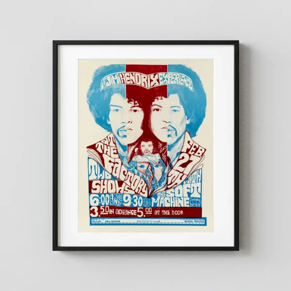 Jimi Hendrix Experience 1968 Madison, WI Concert Poster
