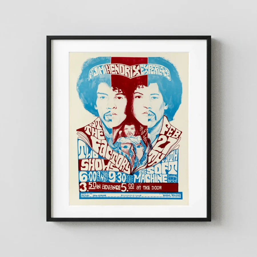 Jimi Hendrix Experience 1968 Madison, WI Concert Poster