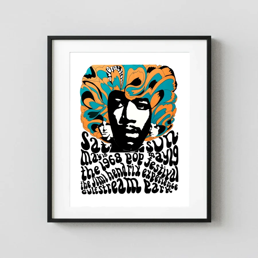 Jimi Hendrix Experience 1968 Miami, Florida Pop Festival Concert Poster