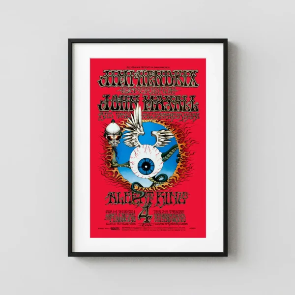 Jimi Hendrix Experience 1968 Second Printing "Flying Eyeball" Poster