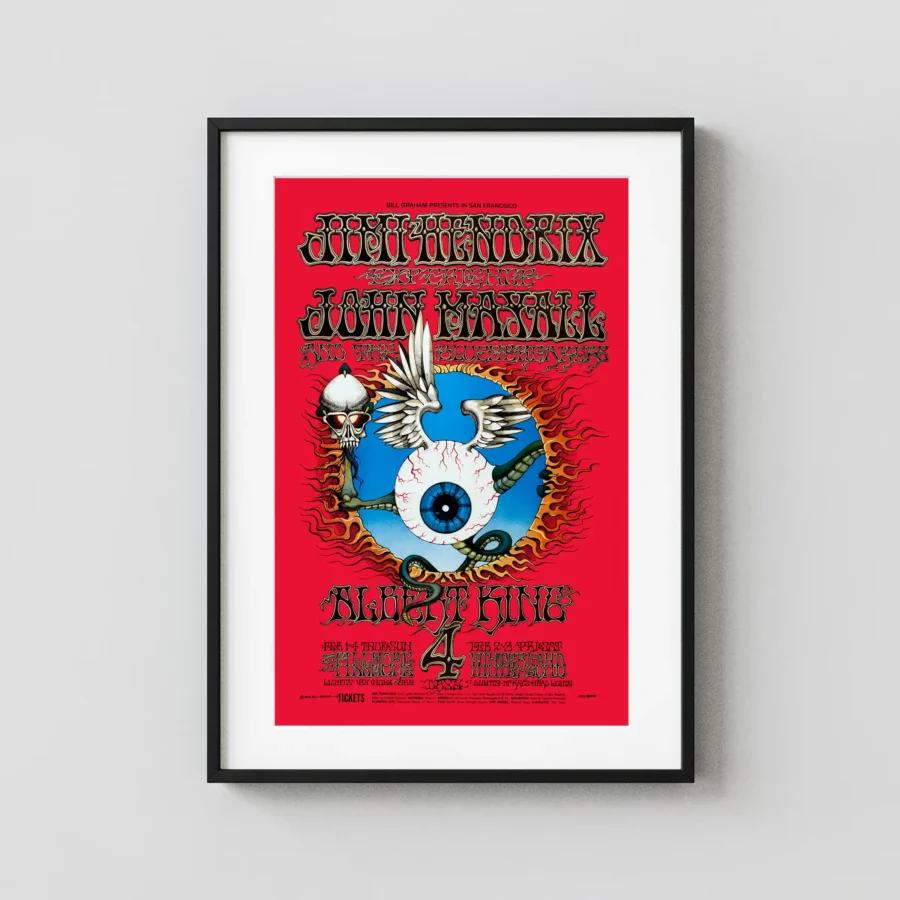 Jimi Hendrix Experience 1968 Second Printing "Flying Eyeball" Poster