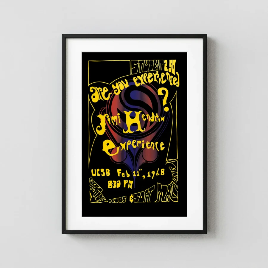 Jimi Hendrix Experience 1968 UCSB Santa Barbara, CA Concert Poster