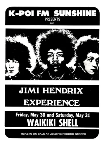 Jimi Hendrix Experience 1969 Honolulu, HI Concert Poster