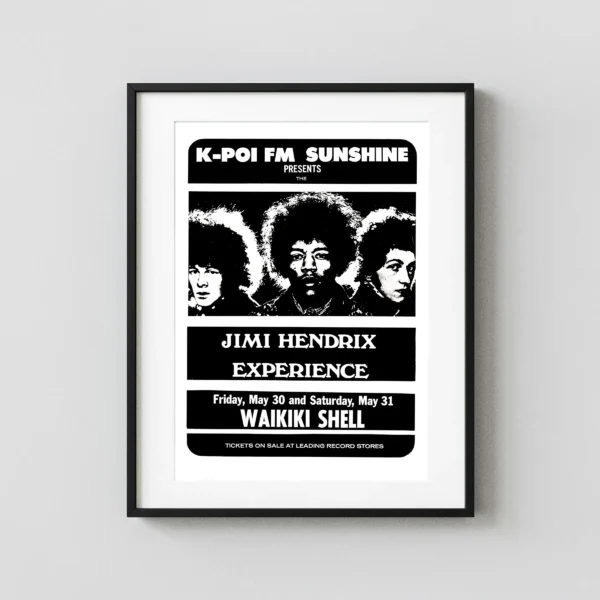 Jimi Hendrix Experience 1969 Honolulu, HI Concert Poster