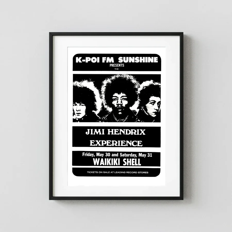 Jimi Hendrix Experience 1969 Honolulu, HI Concert Poster