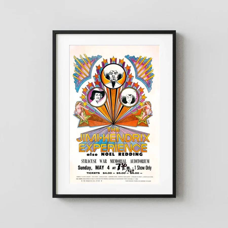 Jimi Hendrix Experience 1969 Syracuse, NY Concert Poster